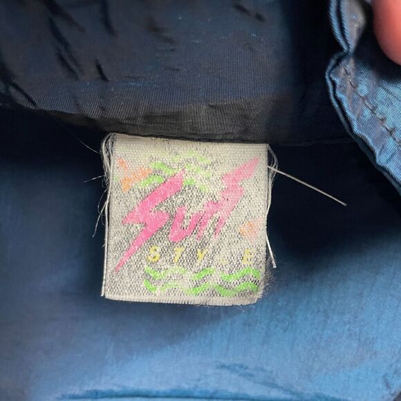 Vintage Surf Style Jacket Mens Extra Large Blue Windbreaker St Louis Half Zip - Picture 4 of 10